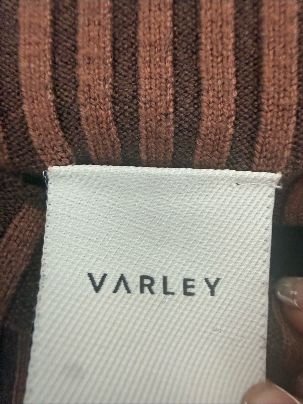 Varley Sweater Emile Ribbed Mock in Shiitake Brown - Picture 6 of 6